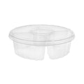 Pactiv Evergreen Dip Cup Platter, 4-Compartment, 64 oz, 10" Diameter, Clear, Plastic, 100/Carton