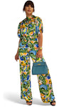 2 PC Mock Neck Short Sleeve High Waisted Wide Leg Set