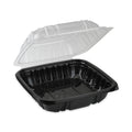 Pactiv Evergreen EarthChoice Vented Dual Color Microwavable Hinged Lid Container, 1-Compartment, 28oz, 7.5x7.5x3, Black/Clear, Plastic, 150/CT