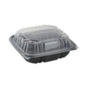 Pactiv Evergreen EarthChoice Vented Dual Color Microwavable Hinged Lid Container, 1-Compartment, 38oz, 8.5x8.5x3, Black/Clear, Plastic, 150/CT