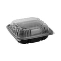 Pactiv Evergreen EarthChoice Vented Dual Color Microwavable Hinged Lid Container, 3-Compartment, 21oz, 8.5x8.5x3, Black/Clear, Plastic, 150/CT