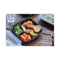 Pactiv Evergreen EarthChoice Vented Dual Color Microwavable Hinged Lid Container, 3-Compartment, 21oz, 8.5x8.5x3, Black/Clear, Plastic, 150/CT