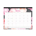 Blue Sky Joselyn Desk Pad, Rose Artwork, 22 x 17, White/Pink/Peach Sheets, Black Binding, Clear Corners, 12-Month (Jan-Dec): 2023