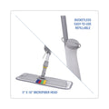 Boardwalk Bucketless Microfiber Mop System, 5 x 18 Blue Microfiber Head, 59" Gray Aluminum/Polypropylene Handle