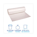 Boardwalk High Density Industrial Can Liners Coreless Rolls, 60 gal, 16 microns, 38 x 60, Natural, 8 Rolls of 25 Bags