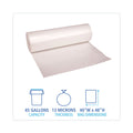 Boardwalk High Density Industrial Can Liners Coreless Rolls, 45 gal, 13 microns, 40 x 48, Natural, 10 Rolls of 25 Bags