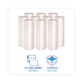Boardwalk High Density Industrial Can Liners Coreless Rolls, 45 gal, 13 microns, 40 x 48, Natural, 10 Rolls of 25 Bags