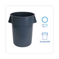 Boardwalk Round Waste Receptacle, Plastic, 44 gal, Gray