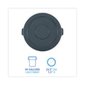 Boardwalk Lids for 44 gal Waste Receptacles, Flat-Top, Round, Plastic Gray