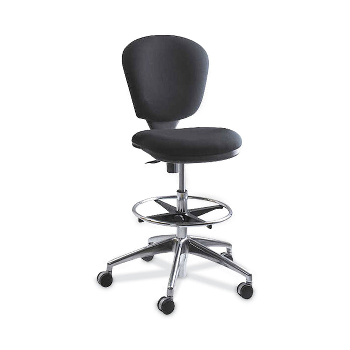 Safco Metro Collection Extended-Height Chair, Supports Up to 250 lb, 23" to 33" Seat Height, Black Seat/Back, Chrome Base