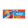Hefty Slider Bags, 1 gal, 2.5 mil, 10.56" x 11", Clear, 25/Box