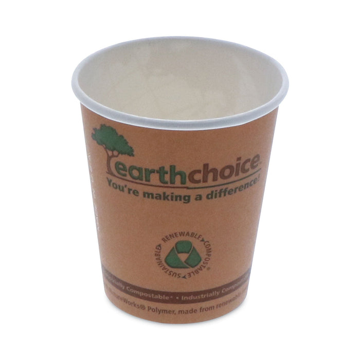 Pactiv Evergreen EarthChoice Compostable Paper Cup,, 8 oz, Orange, 1,000/Carton