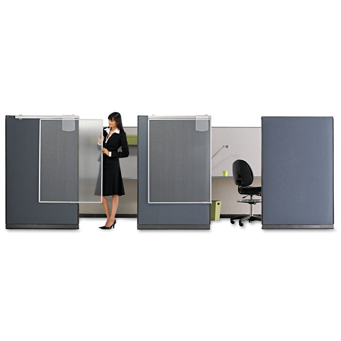 Quartet Workstation Privacy Screen, 36w x 48d, Translucent Clear/Silver