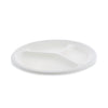 Pactiv Evergreen EarthChoice Compostable Fiber-Blend Bagasse Dinnerware, 3-Compartment Plate, 10" dia, Natural, 500/Carton