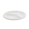 Pactiv Evergreen EarthChoice Compostable Fiber-Blend Bagasse Dinnerware, 3-Compartment Plate, 10" dia, Natural, 500/Carton