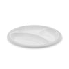 Pactiv Evergreen Meadoware Impact Plastic Dinnerware, 3-Compartment Plate, 10.25" dia, White, 500/Carton