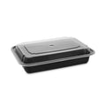 Pactiv Evergreen Newspring VERSAtainer Microwavable Containers, 28 oz, 7.25 x 5 x 1.5, Black Base/Clear Lid, Plastic, 150/Carton