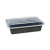 Pactiv Evergreen Newspring VERSAtainer Microwavable Containers, 38 oz, 6 x 8.5 x 2, Black/Clear, Plastic, 150/Carton