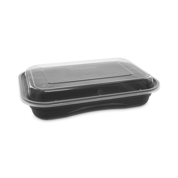 Pactiv Evergreen EarthChoice Versa2Go Microwaveable Container, 27 oz, 8.4 x 5.6 x 1.4, Black/Clear, Plastic, 150/Carton