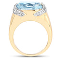 14K Yellow Gold Plated 6.56 Carat Genuine Blue Topaz and White Topaz .925 Sterling Silver Ring by Bids.com