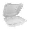 Pactiv Evergreen EarthChoice SmartLock Microwavable MFPP Hinged Lid Container, 3-Compartment, 8.31 x 8.35 x 3.1, White, Plastic, 200/Carton