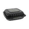 Pactiv Evergreen EarthChoice SmartLock Microwavable MFPP Hinged Lid Container, 3-Compartment, 9.33 x 8.88 x 3.1, Black, Plastic, 120/Carton