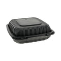 Pactiv Evergreen EarthChoice SmartLock Microwavable MFPP Hinged Lid Container, 3-Compartment, 9.33 x 8.88 x 3.1, Black, Plastic, 120/Carton