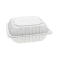 Pactiv Evergreen EarthChoice Vented Microwavable MFPP Hinged Lid Container, 8.5 x 8.5 x 3.1, White, Plastic, 146/Carton