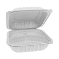 Pactiv Evergreen EarthChoice Vented Microwavable MFPP Hinged Lid Container, 3-Compartment, 8.5 x 8.5 x 3.1, White, Plastic, 146/Carton