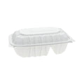 Pactiv Evergreen EarthChoice Vented Microwavable MFPP Hinged Lid Container, 2-Compartment, 9 x 6 x 3.1, White, Plastic, 170/Carton