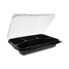 Pactiv Evergreen Dual Color SmartLock Hinged Lid Container, 4-Compartment, 10.75 x 8 x 3.25, Black Base/Clear Top, Plastic, 125/Carton