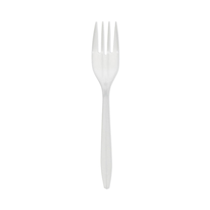 Pactiv Evergreen Fieldware Cutlery, Fork, Mediumweight, White, 1,000/Carton