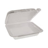 Pactiv Evergreen Foam Hinged Lid Container, Dual Tab Lock Happy Face, 8 x 7.75 x 2.25, White, 200/Carton