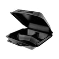Pactiv Evergreen SmartLock Foam Hinged Lid Container, Medium, 3-Compartment, 8 x 8.5 x 3, Black, 150/Carton