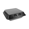 Pactiv Evergreen SmartLock Foam Hinged Lid Container, Large, 9 x 9.13 x 3.25, Black, 150/Carton
