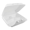 Pactiv Evergreen SmartLock Foam Hinged Lid Container, Large, 3-Compartment, 9 x 9.25 x 3.25, White, 150/Carton