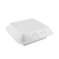 Pactiv Evergreen SmartLock Foam Hinged Lid Container, Large, 3-Compartment, 9 x 9.25 x 3.25, White, 150/Carton