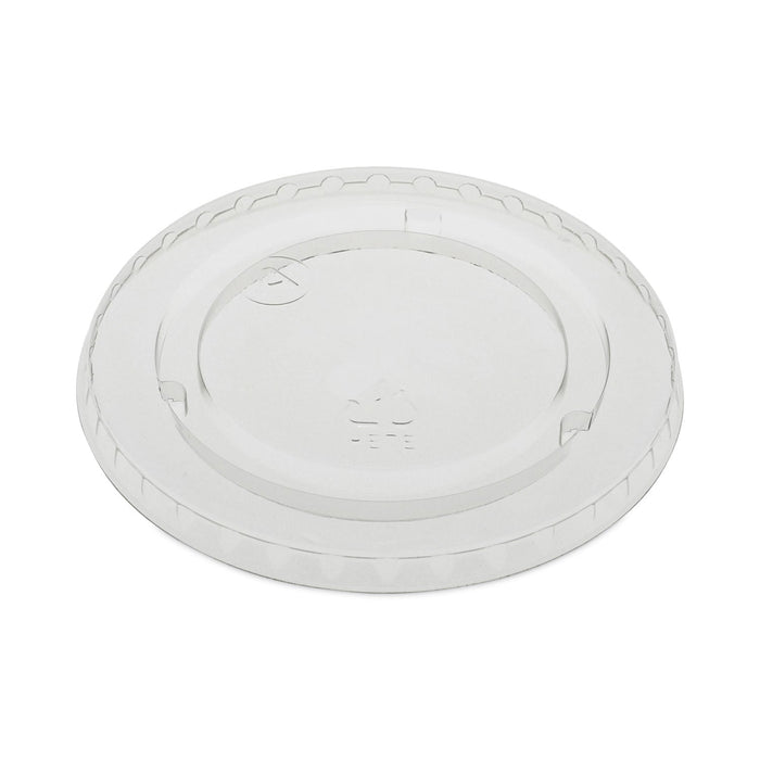 Pactiv Evergreen EarthChoice Strawless RPET Lid, Flat Lid, Fits 9 oz to 20 oz "A" Cups, Clear 1,020/Carton