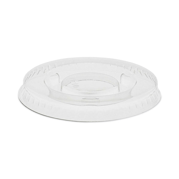 Pactiv Evergreen Plastic Portion Cup Lid, Fits 0.5 oz to 1 oz Cups, Clear, 100/Sleeve, 25 Sleeves/Carton