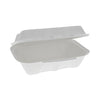 Pactiv Evergreen EarthChoice Bagasse Hinged Lid Container, Dual Tab Lock, 9.1 x 6.1 x 3.3, Natural, Sugarcane, 150/Carton