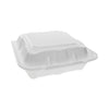 Pactiv Evergreen Vented Foam Hinged Lid Container, Dual Tab Lock, 8.42 x 8.15 x 3, White, 150/Carton