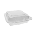 Pactiv Evergreen Vented Foam Hinged Lid Container, Dual Tab Lock, 8.42 x 8.15 x 3, White, 150/Carton