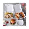 Pactiv Evergreen Vented Foam Hinged Lid Container, Dual Tab Lock, 8.42 x 8.15 x 3, White, 150/Carton