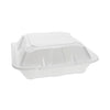Pactiv Evergreen Vented Foam Hinged Lid Container, Dual Tab Lock, 3-Compartment, 9.13 x 9 x 3.25, White, 150/Carton