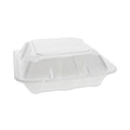 Pactiv Evergreen Vented Foam Hinged Lid Container, Dual Tab Lock, 3-Compartment, 9.13 x 9 x 3.25, White, 150/Carton