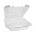 Pactiv Evergreen Vented Foam Hinged Lid Container, Dual Tab Lock, 3-Compartment, 9.13 x 9 x 3.25, White, 150/Carton