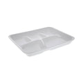 Pactiv Evergreen Foam School Trays, 5-Compartment, 8.25 x 10.5 x 1,  White, 500/Carton