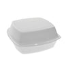 Pactiv Evergreen Foam Hinged Lid Container, Single Tab Lock, 6.38 x 6.38 x 3, White, 500/Carton