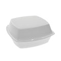 Pactiv Evergreen Foam Hinged Lid Container, Single Tab Lock, 6.38 x 6.38 x 3, White, 500/Carton