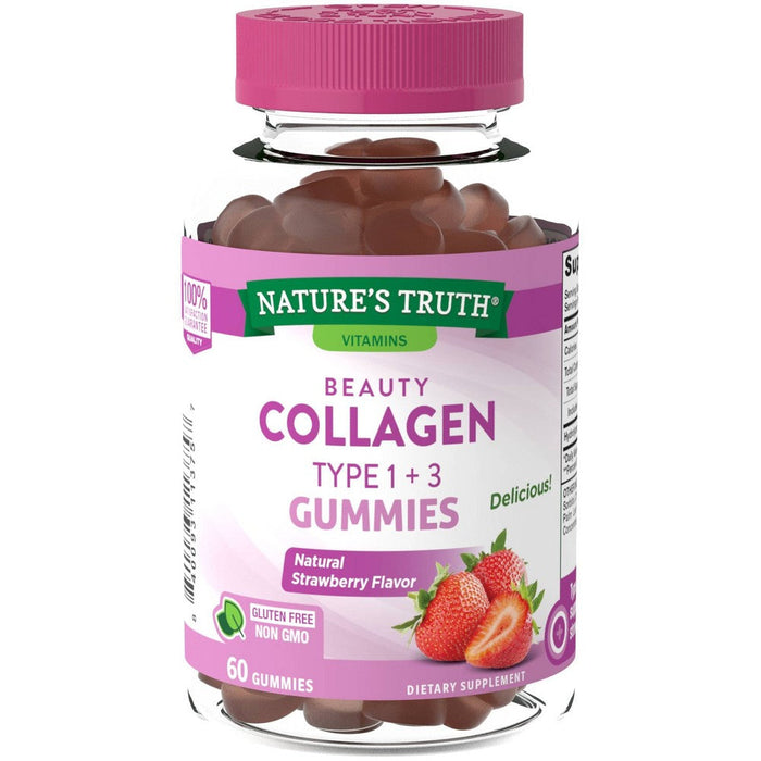 Nature's Truth Beauty Collagen Type 1 + 3 Gummies - Natural Strawberry Flavor 60ct by Pasteur Pharmacy